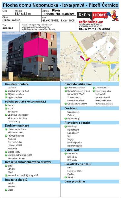 REKLAMNÍ PLOCHA PLZEŇ Č.1 BILLBOARDY PLZEŇ - NEPOMUCKÁ - kruhový objezd - celá