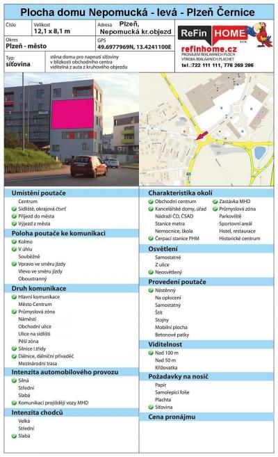 REKLAMNÍ PLOCHY PLZEŇ Č.2 BILLBOARDY PLZEŇ - NEPOMUCKÁ - kruhový objezd - levá