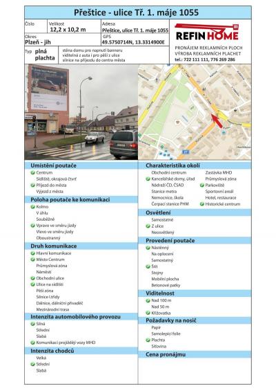 REKLAMNÍ PLOCHA PŘEŠTICE Č.17 BIGBOARD PŘEŠTICE - Tř. 1. máje 1055 Přeštice