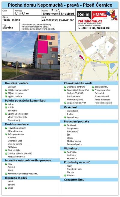 REKLAMNÍ PLOCHA PLZEŇ Č.3 BILLBOARDY PLZEŇ - NEPOMUCKÁ - kruhový objezd - pravá