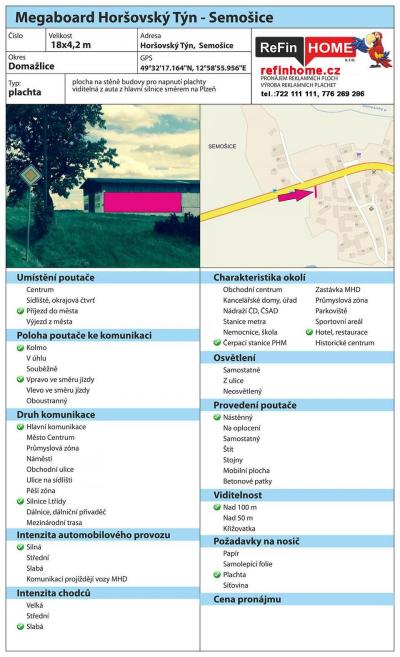 REKLAMNÍ PLOCHY HORŠOVSKÝ TÝN Č.7 BILLBOARDY HORŠOVSKÝ TÝN - Reklama Semošice směr Plzeň